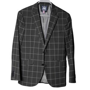 Lineage 38S Black Suit with white Checkered
(Slim fit)